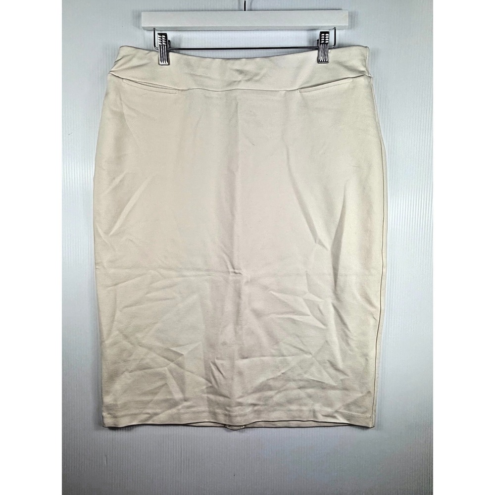 Ashley Stewart Pencil Skirt Ponte Ivory Career Office Stretch Plus Size 16 Chic‎